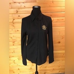 Black Classic Fit Coupe Classique Shirt By Tommy Hilfiger, Gold Monogram  NWOT